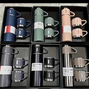 4pcs Stainless Steel Insulated Water Bottle & Cups Gift Set Pink Only